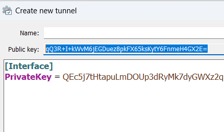 WireGuard Public Key 화면